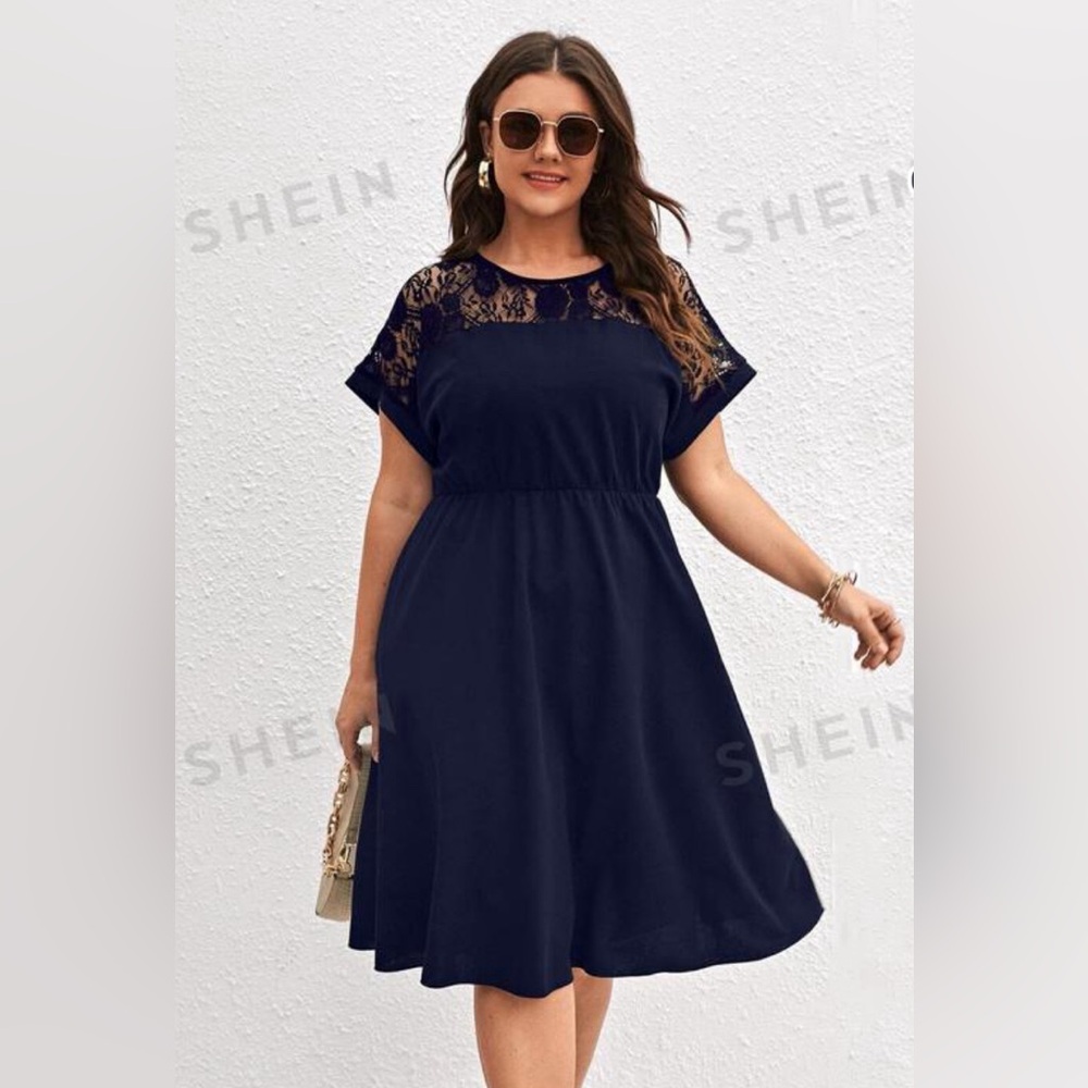 NWOT Contrast Lace A-line Dress (14)